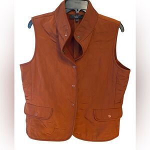 Talbots Sz MP Burnt Orange Sleeveless Outdoor Snap Front Pocket Vest
